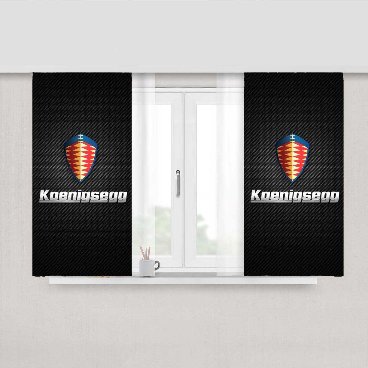 Koenigsegg Car Logo Carbon Peach Skin Window Curtains