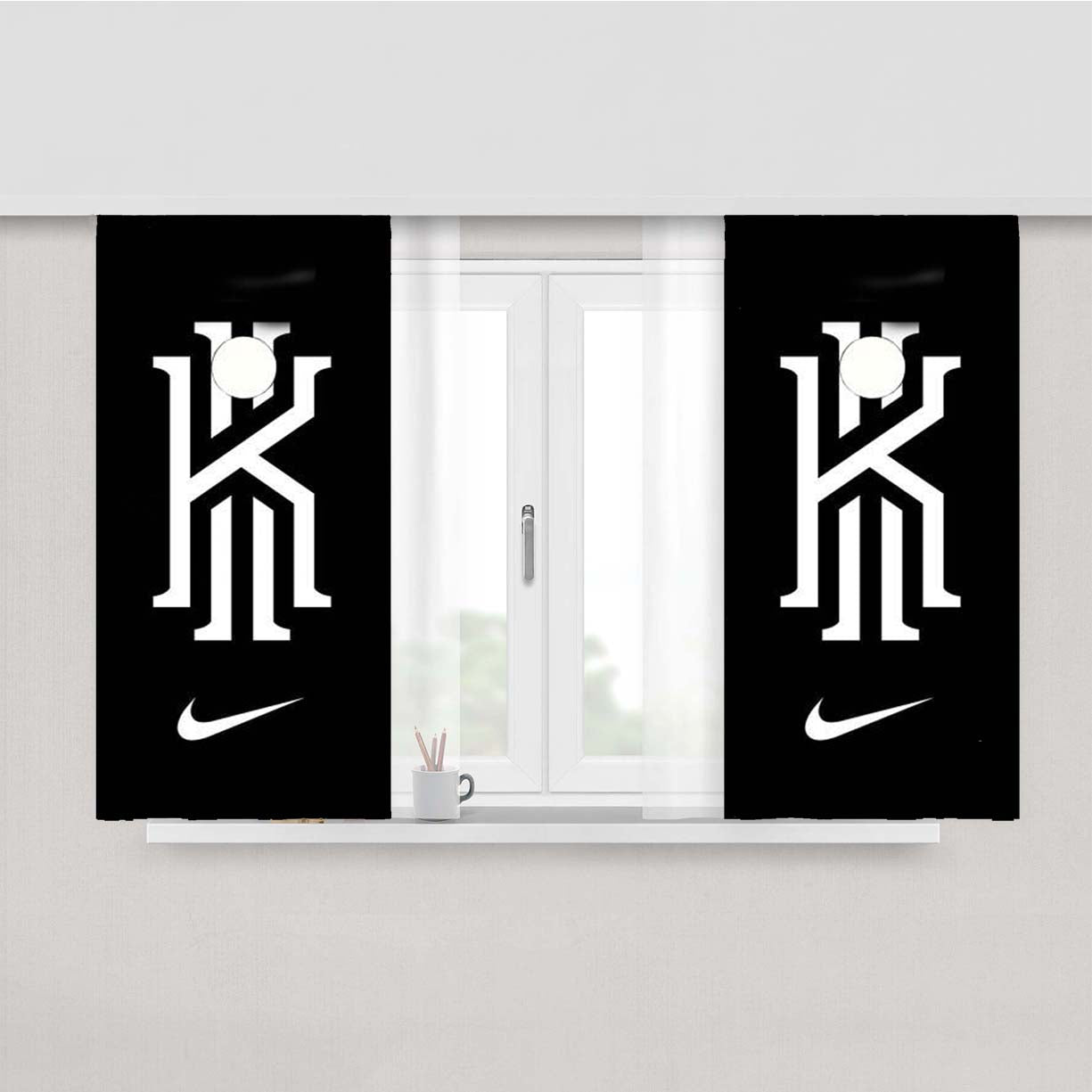 Kyrie Irving Nike Logo Peach Skin Window Curtains