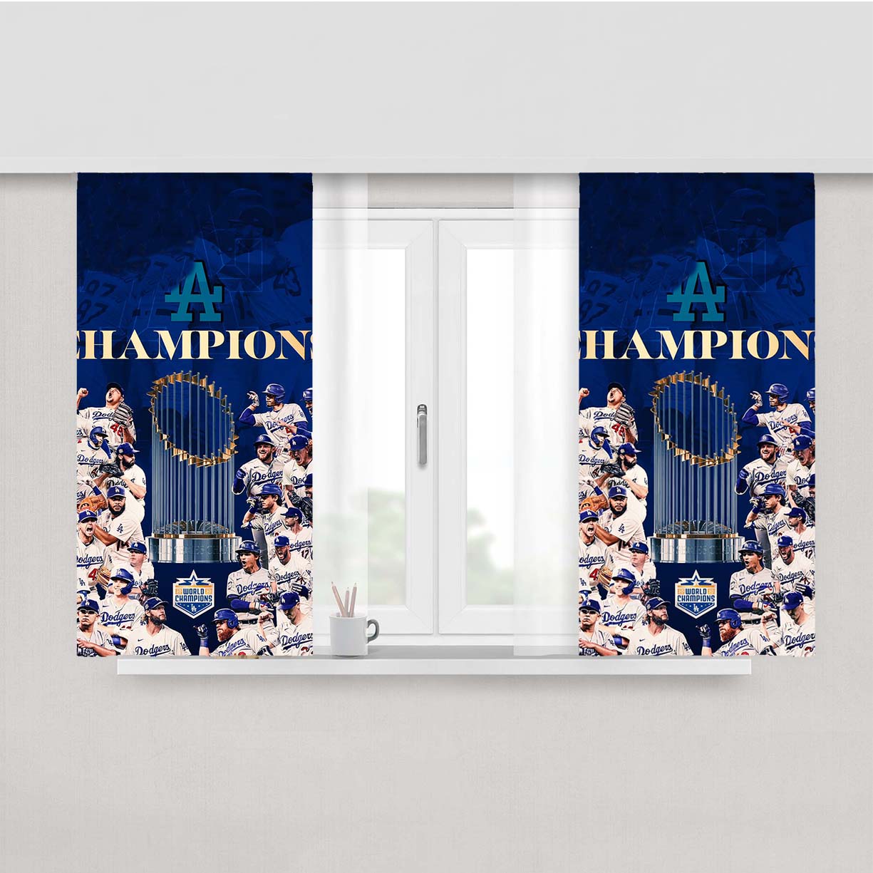 La Dodgers Champions Peach Skin Window Curtains