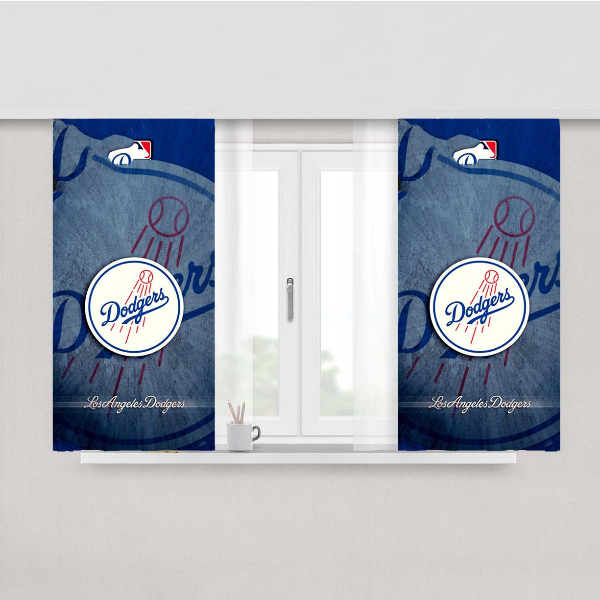 La Dodgers Mlb 2 Peach Skin Window Curtains