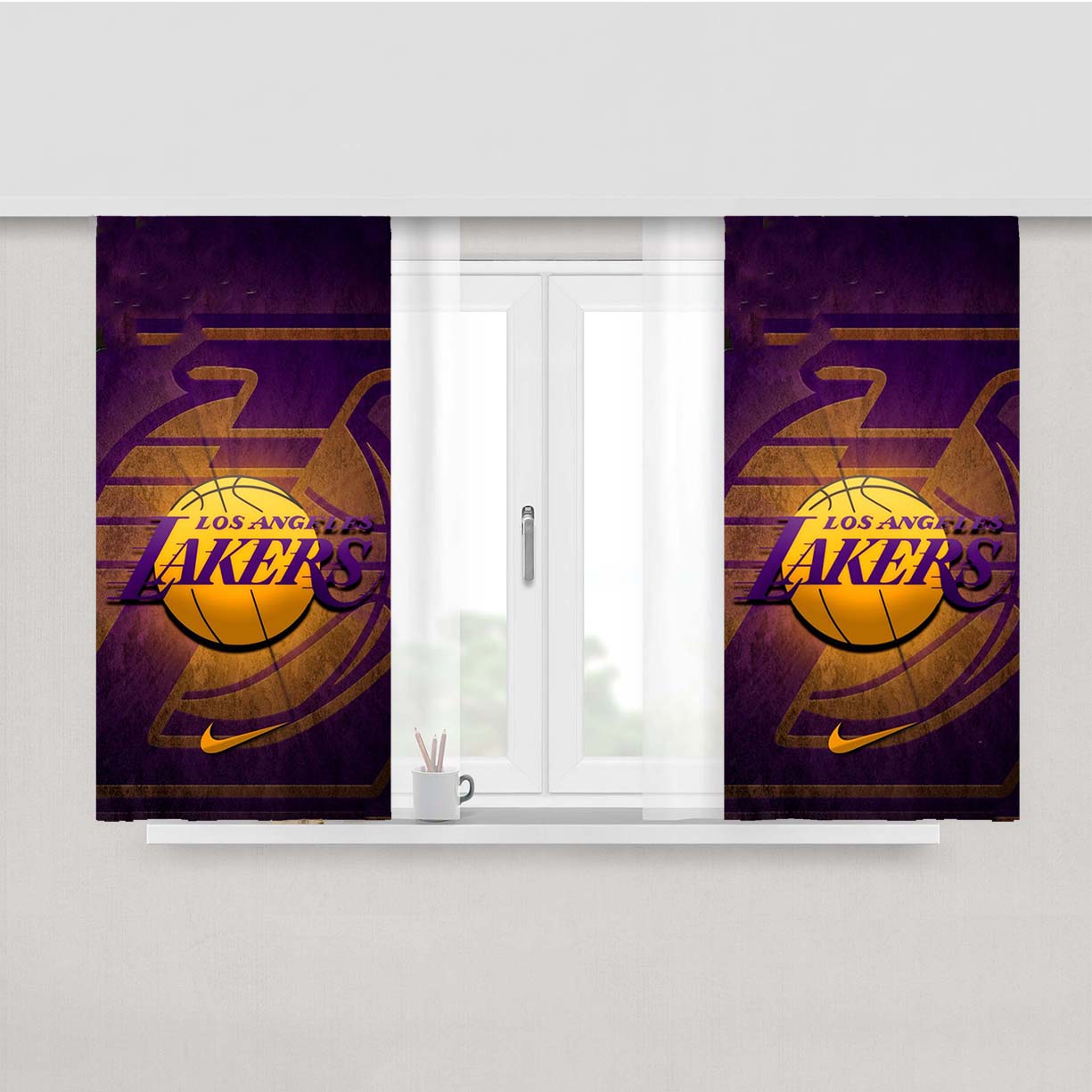 La Lakers Nba Basketball Peach Skin Window Curtains