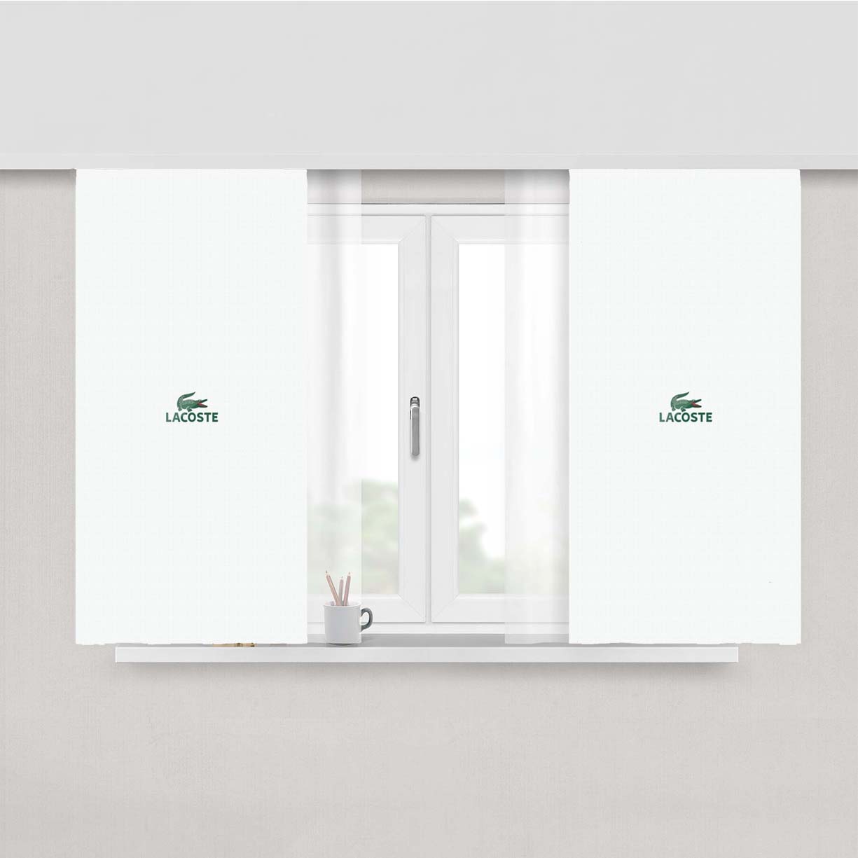 Lacoste Crocodile Logo Peach Skin Window Curtains