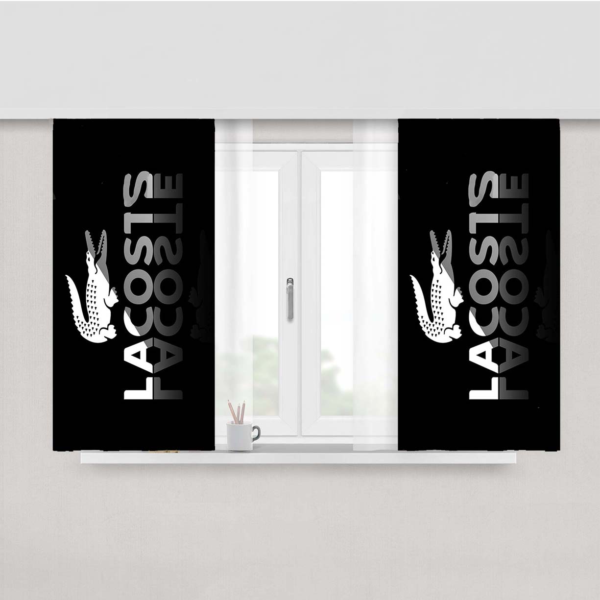 Lacoste Logo 2 Peach Skin Window Curtains