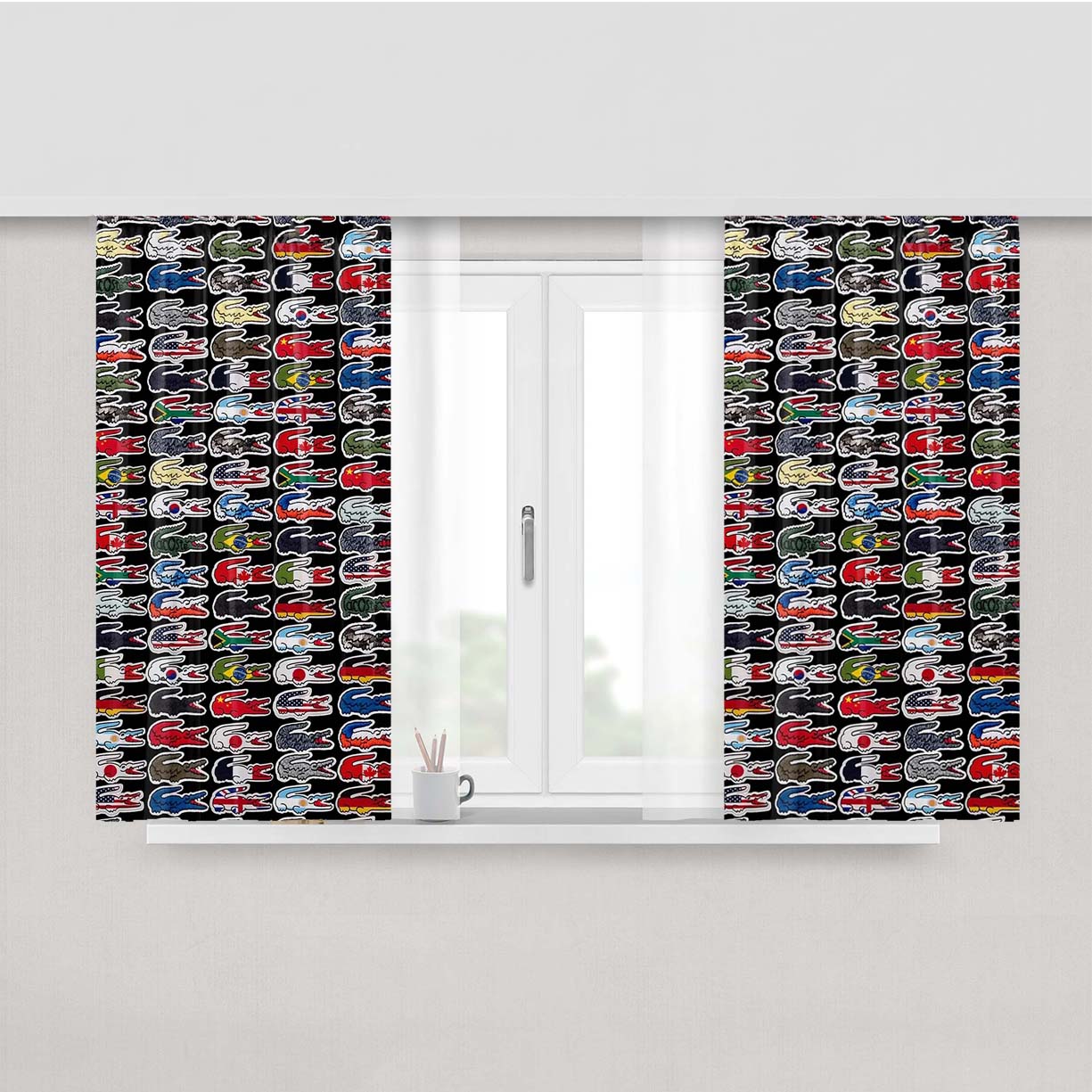 Lacoste World Flag Peach Skin Window Curtains