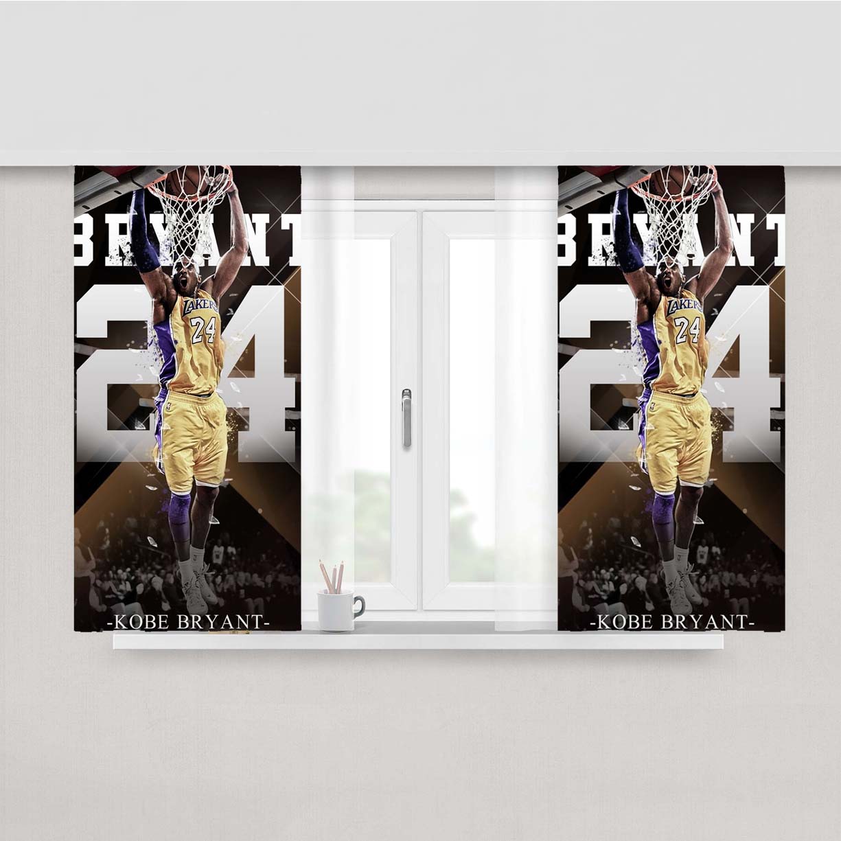 Lakers Hero Kobe Btyant Nba Legend Peach Skin Window Curtains