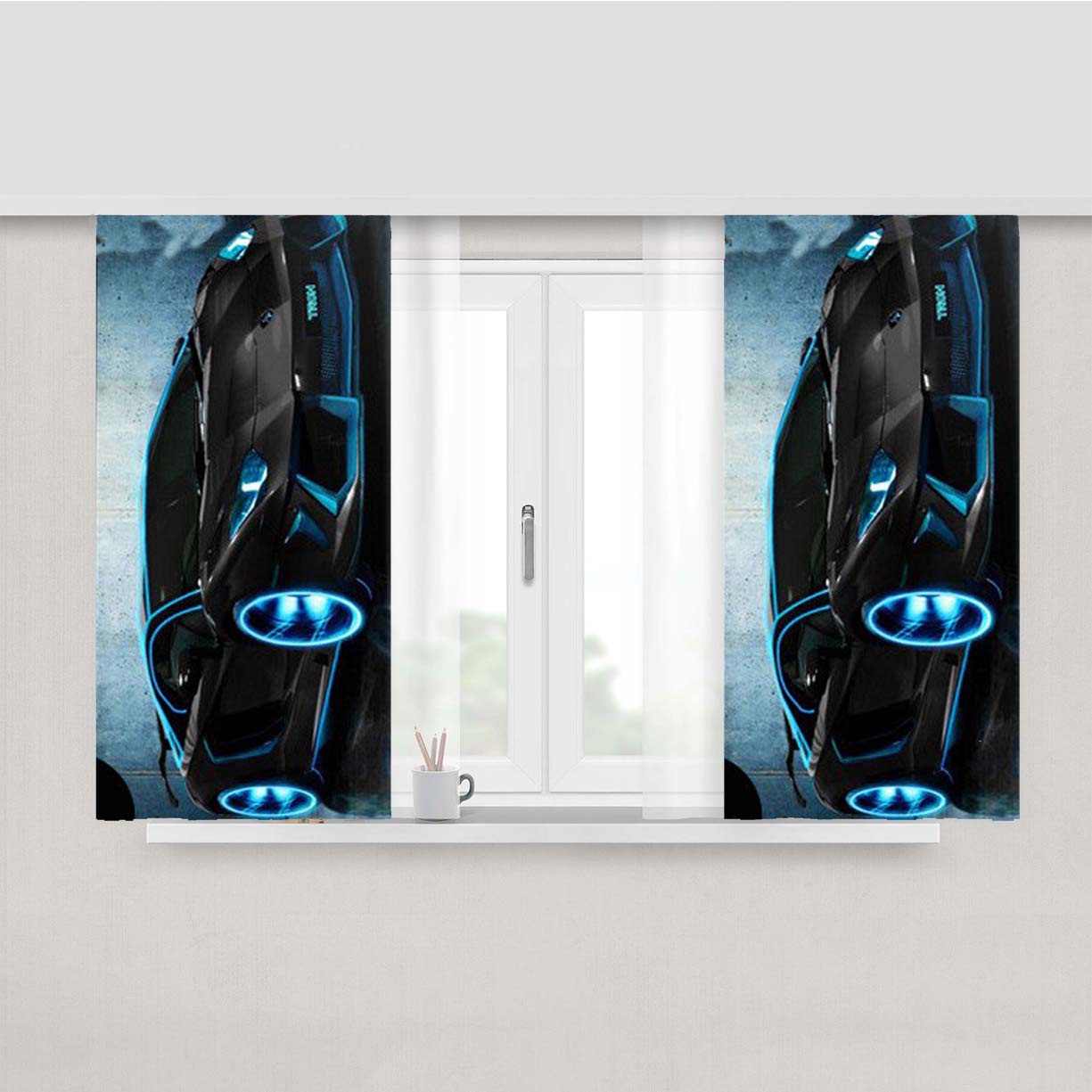 Lamborghini Aventador Sport Car Peach Skin Window Curtains