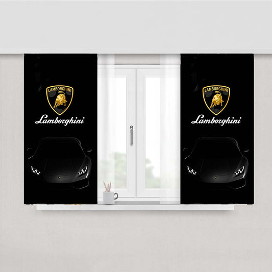 Lamborghini Black Peach Skin Window Curtains