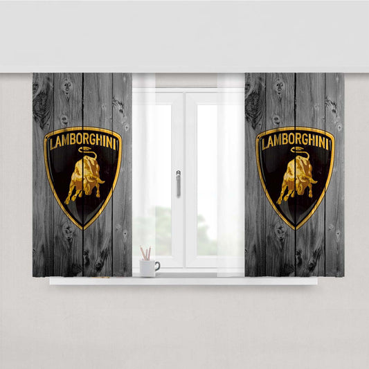 Lamborghini Black Wood Logo Peach Skin Window Curtains