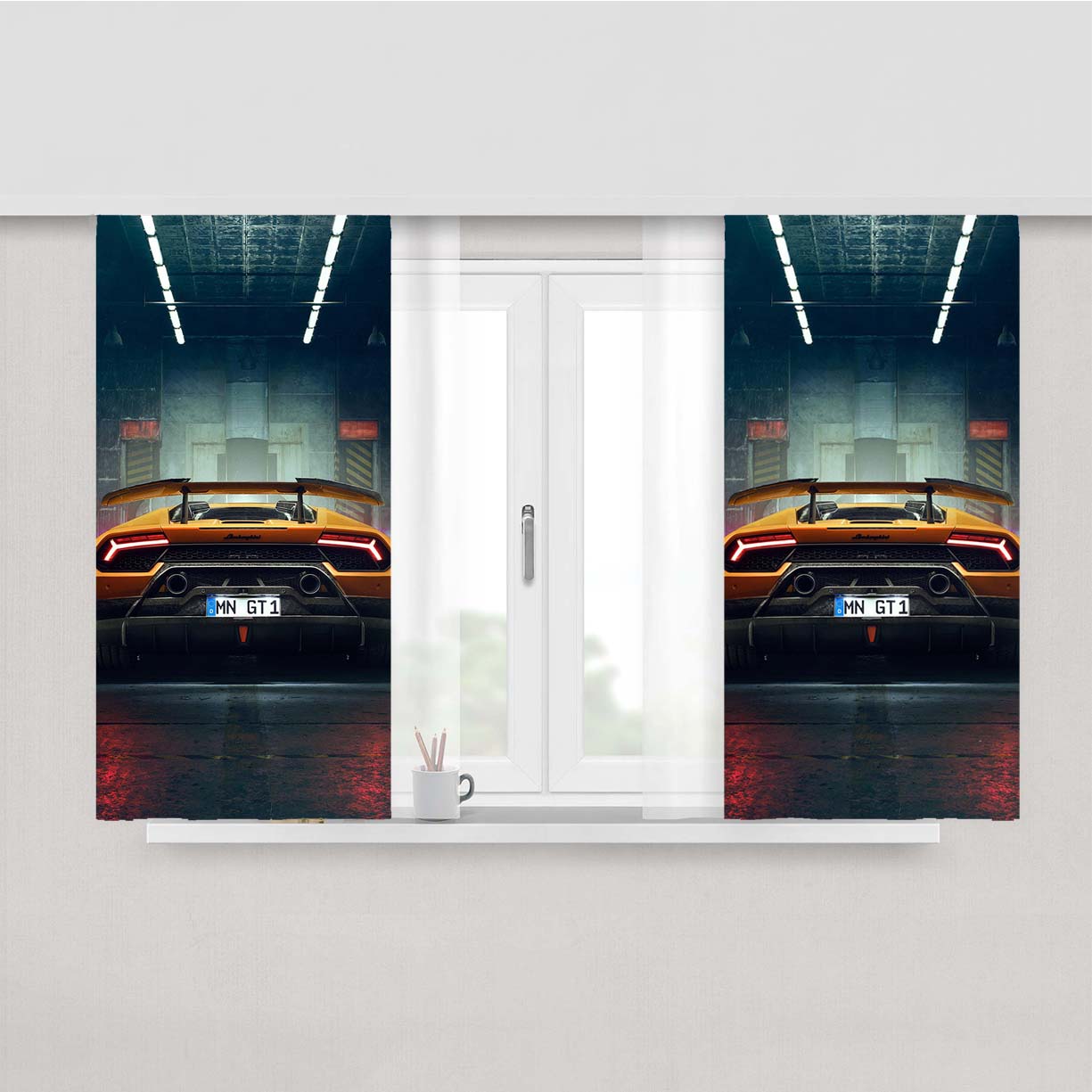 Lamborghini Car Drive Peach Skin Window Curtains