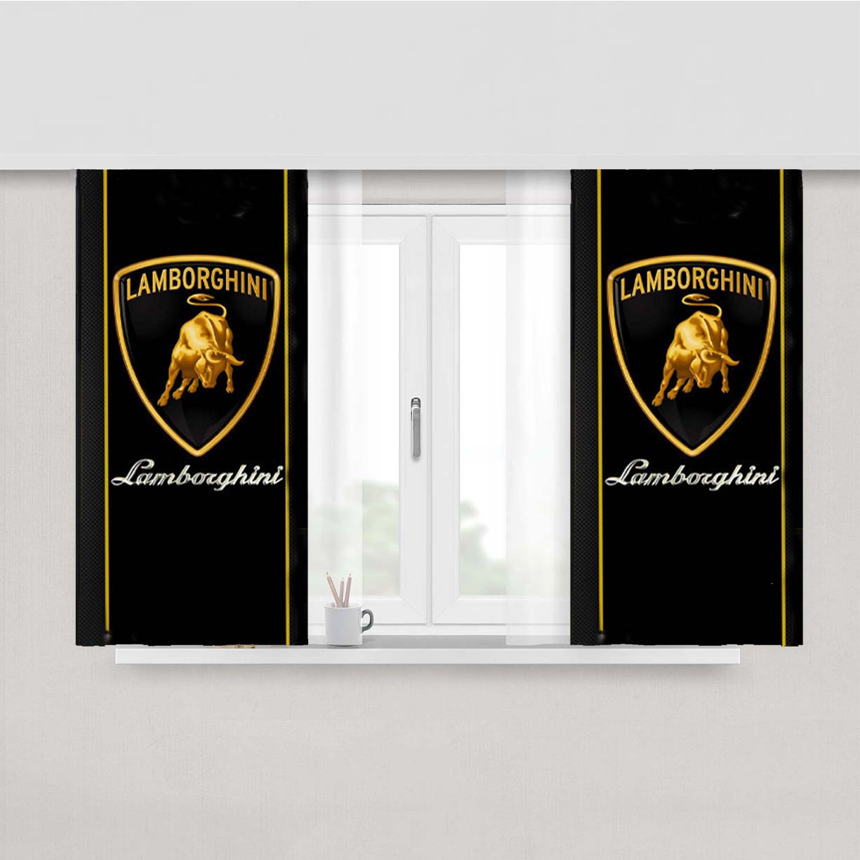 Lamborghini Emblem Logo Peach Skin Window Curtains