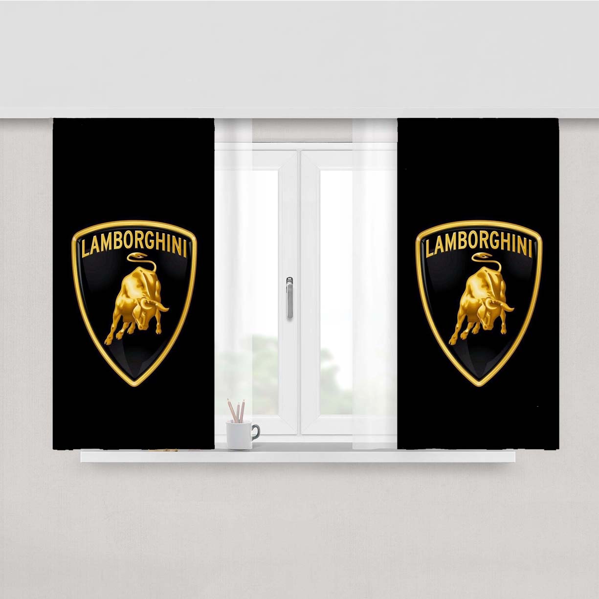 Lamborghini Logo Peach Skin Window Curtains