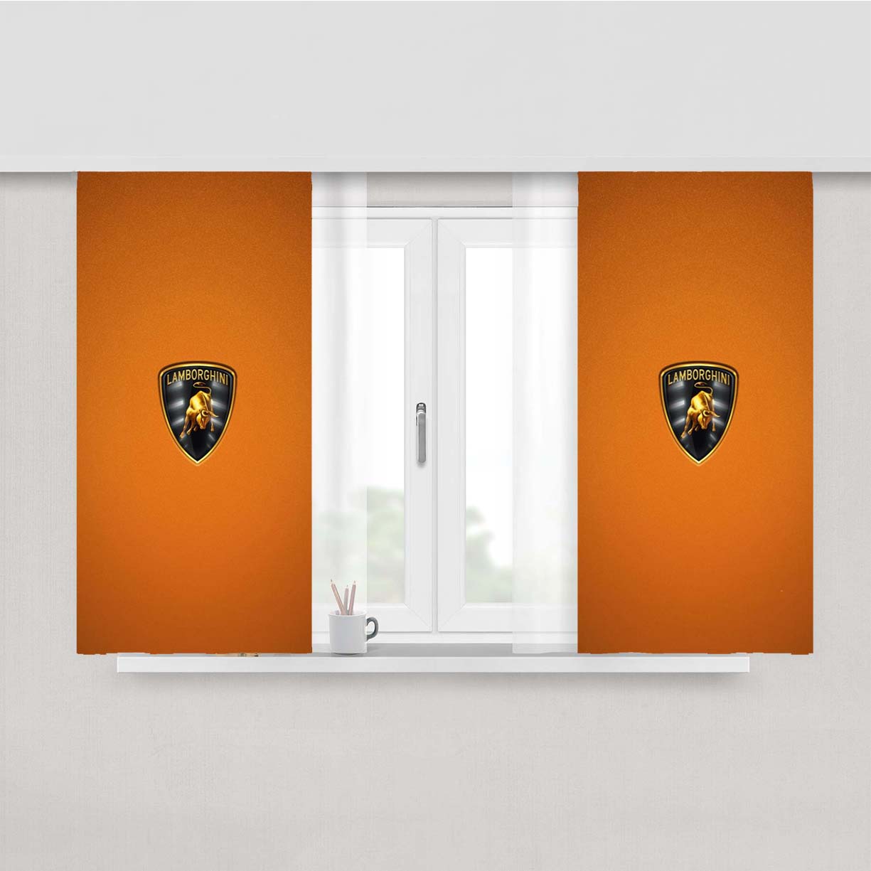Lamborghini Logo Hd Peach Skin Window Curtains