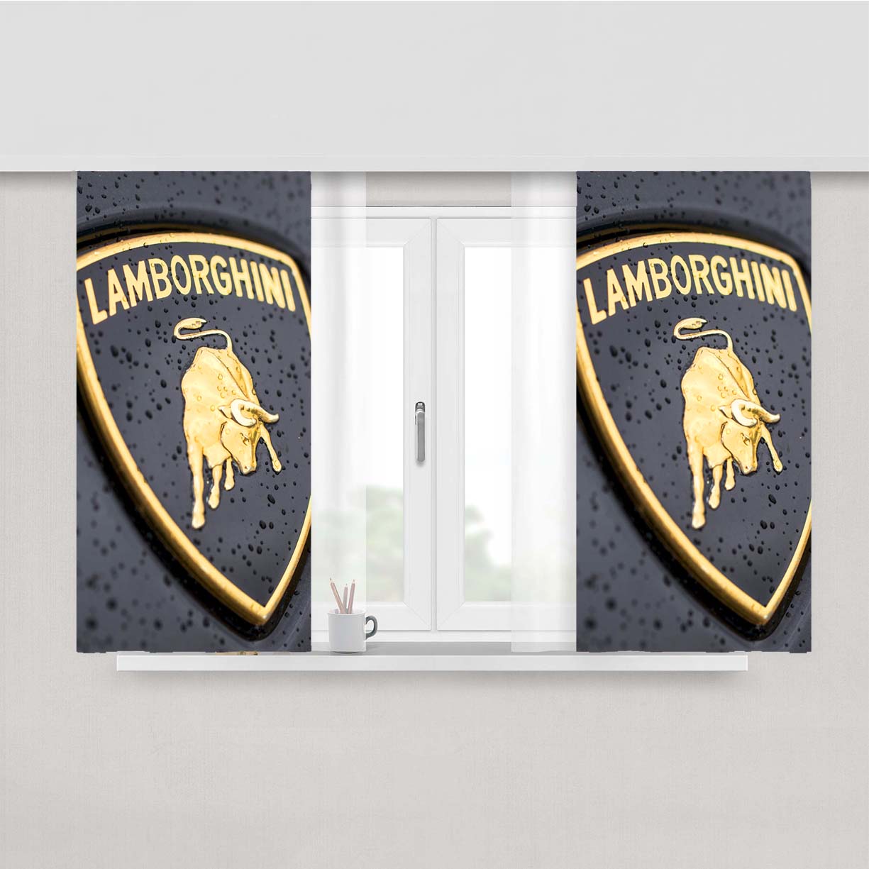Lamborghini Rain Logo Peach Skin Window Curtains