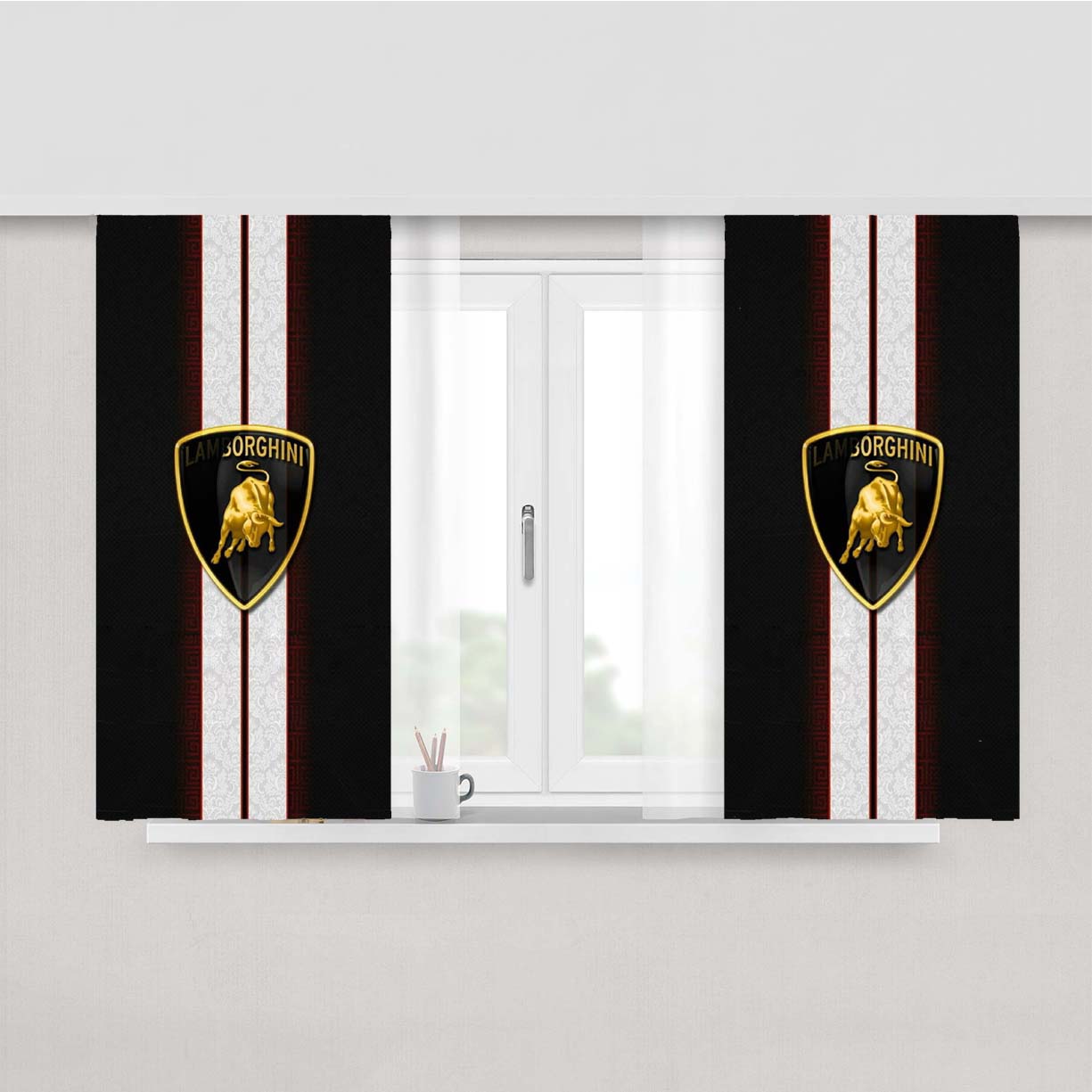 Lamborghini Silver Peach Skin Window Curtains