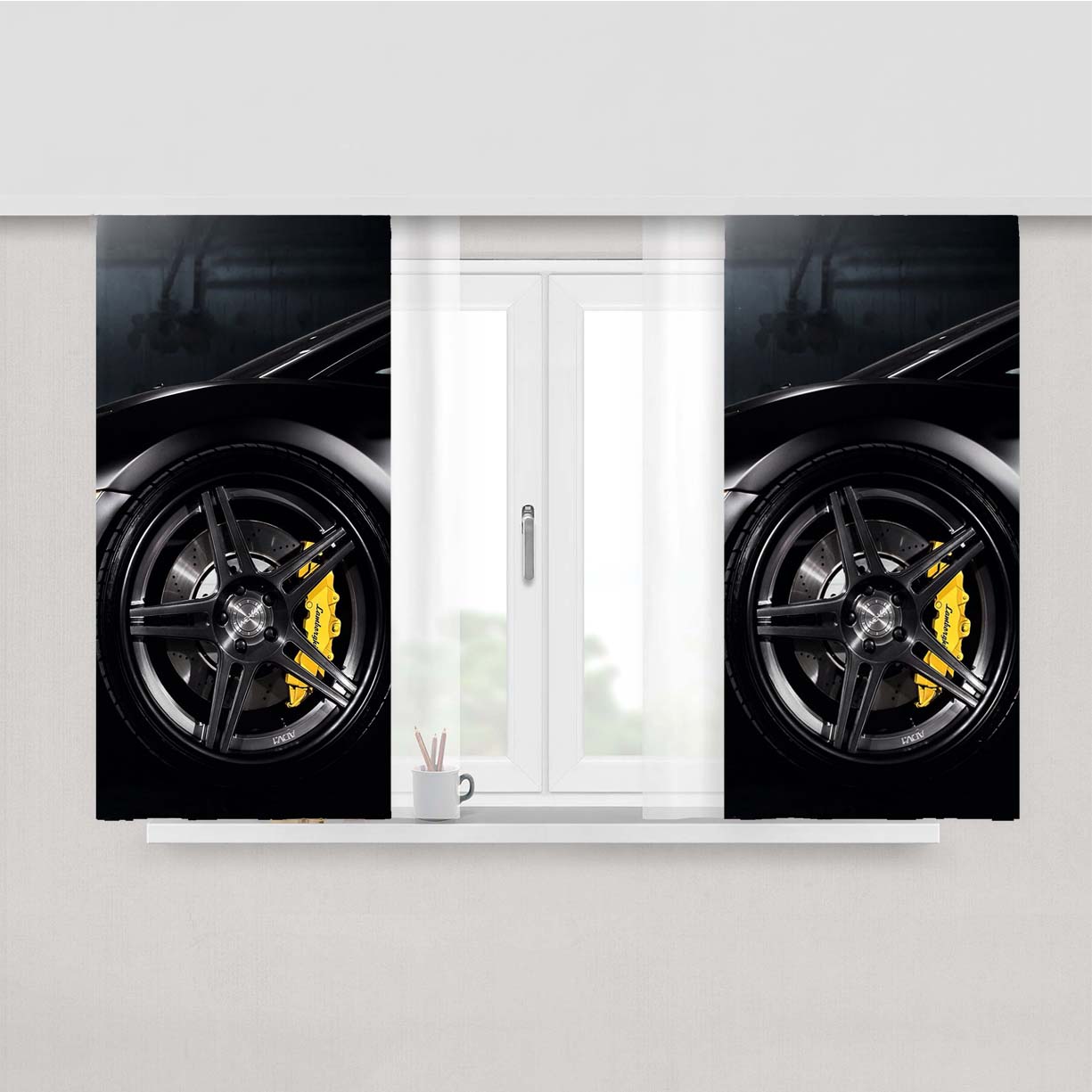Lamborghini Tires Peach Skin Window Curtains