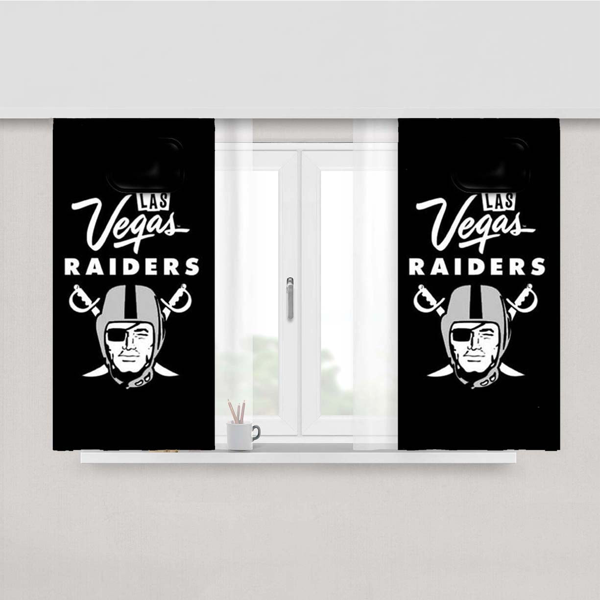 Las Vegas Raiders Peach Skin Window Curtains