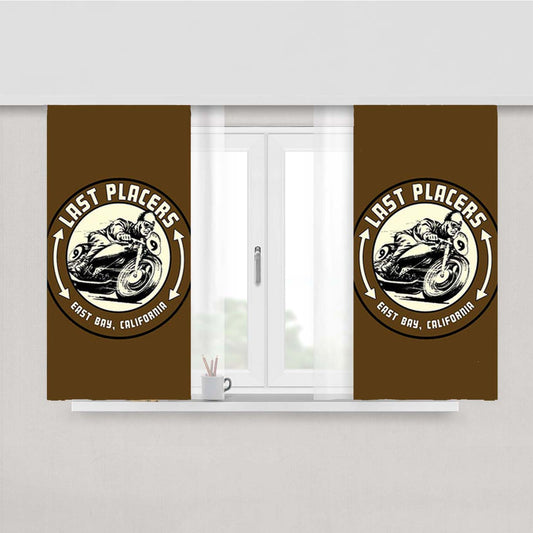 Last Placers Logo Brown Peach Skin Window Curtains