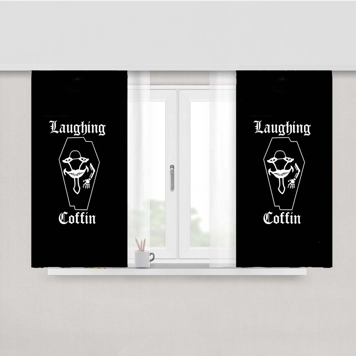 Laughing Coffin Peach Skin Window Curtains