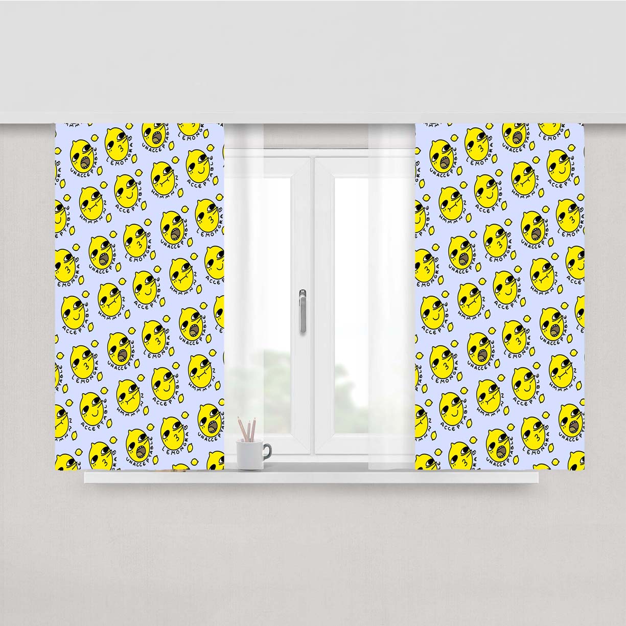 Lemongrab Pattern Peach Skin Window Curtains