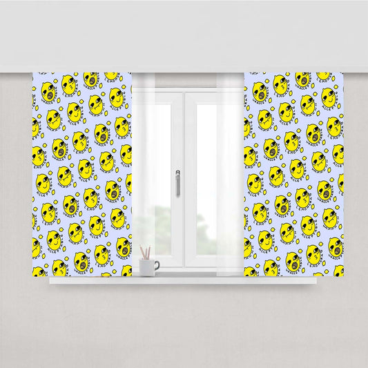 Lemongrab Pattern Peach Skin Window Curtains