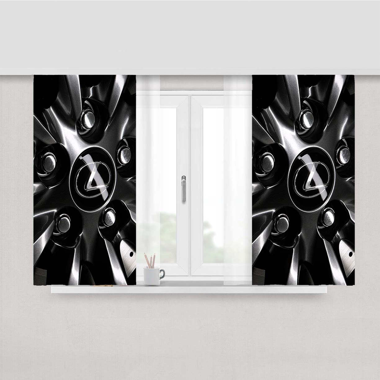 Lexus Car Racing Peach Skin Window Curtains