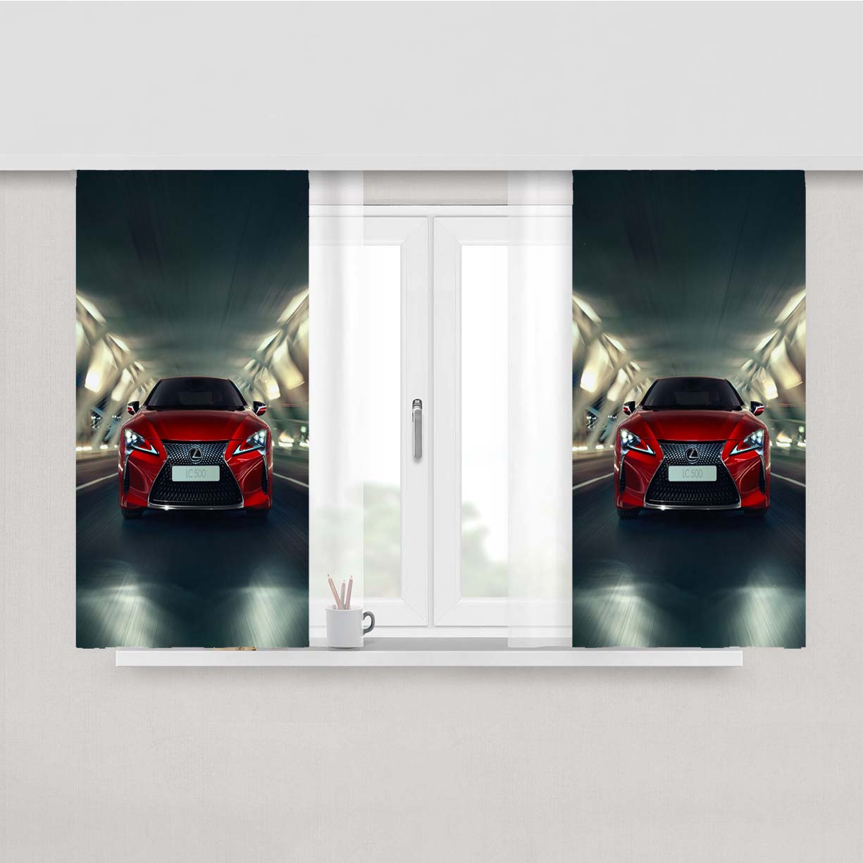Lexus Red Car Logo Peach Skin Window Curtains
