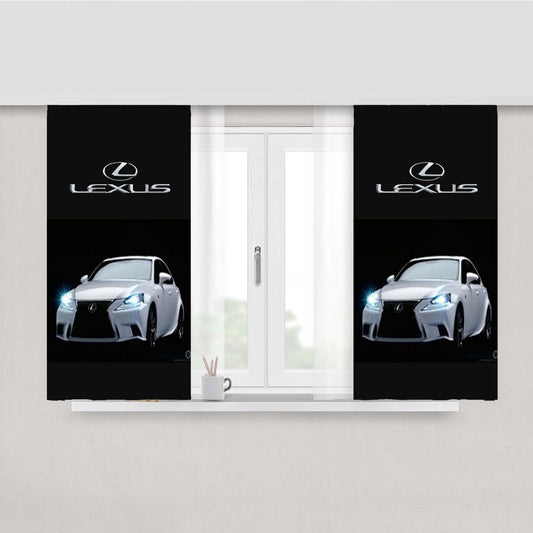 Lexus White Car Gold Logo Peach Skin Window Curtains