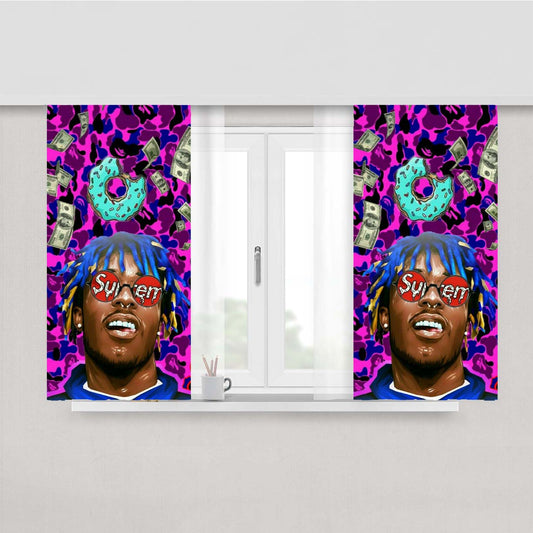 Lil Uzi And Donut Pattern Peach Skin Window Curtains