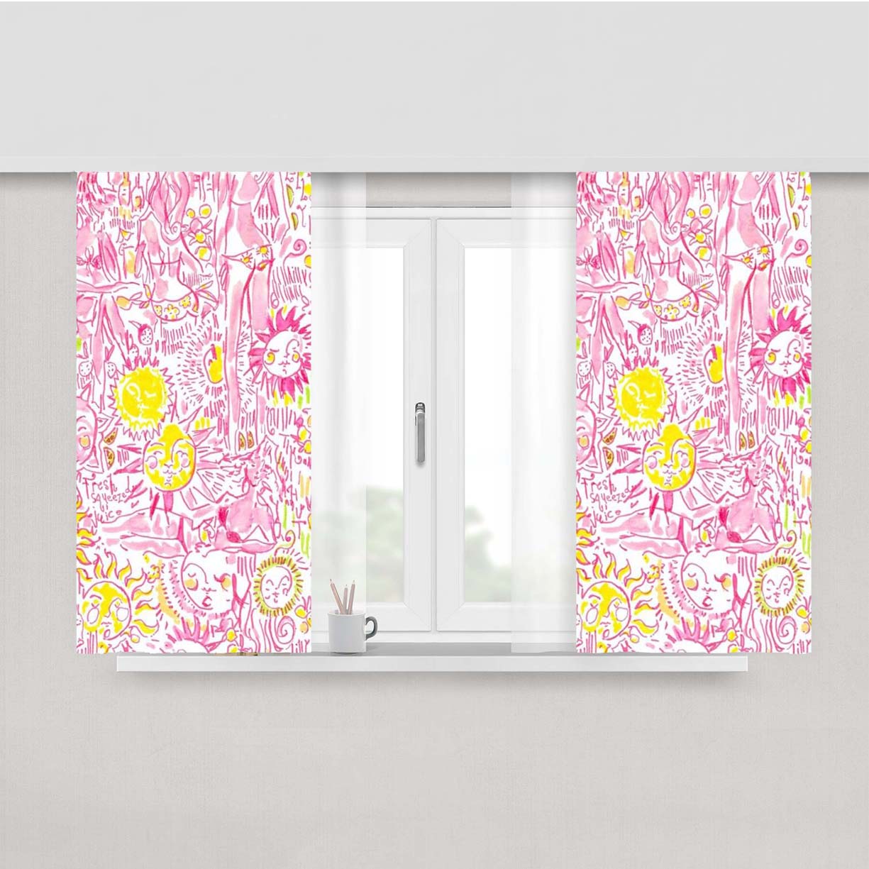 Lillypulitzer Pink Shunsine Pattern Peach Skin Window Curtains