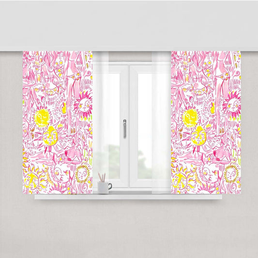 Lillypulitzer Pink Shunsine Pattern Peach Skin Window Curtains