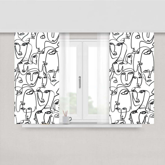 Line Face Pattern Peach Skin Window Curtains