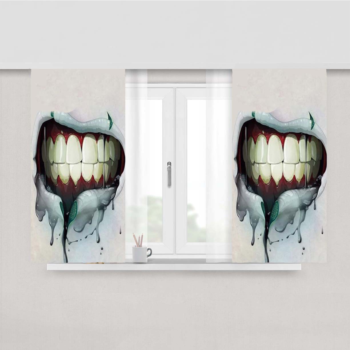 Lips Mouth Teeth Peach Skin Window Curtains