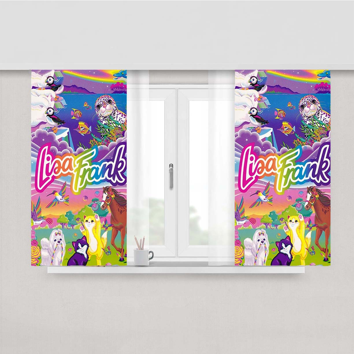Lisa Frank Logo Peach Skin Window Curtains