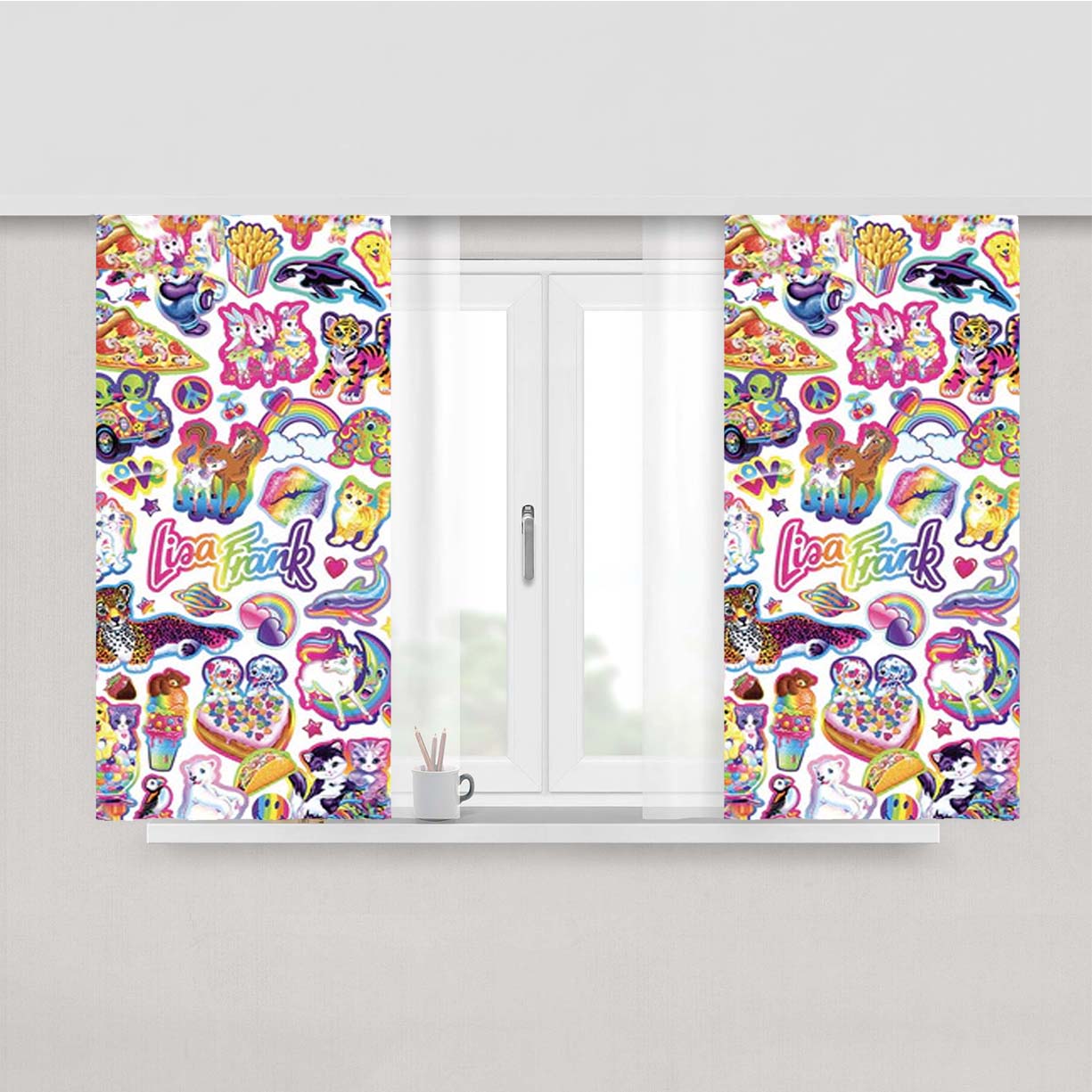 Lisa Frank Pattern Peach Skin Window Curtains