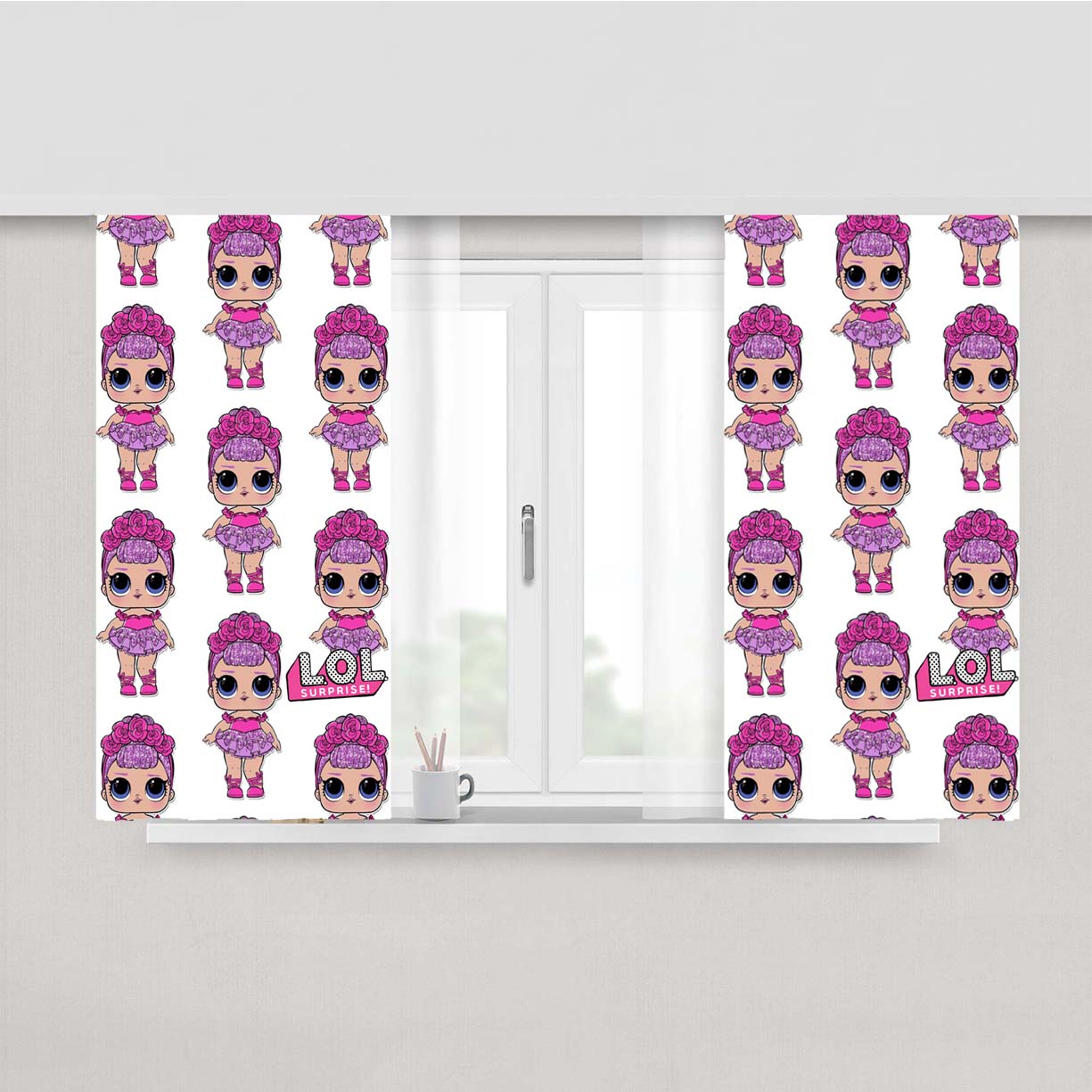 Lol Surprise Doll Sugar Queen Pattern Peach Skin Window Curtains