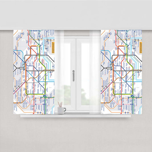 London Tube Map Peach Skin Window Curtains