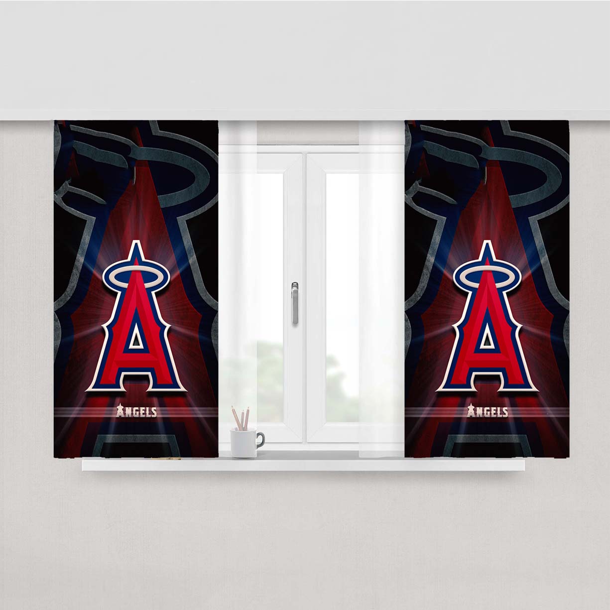 Los Angeles Angels Logo 9 Peach Skin Window Curtains