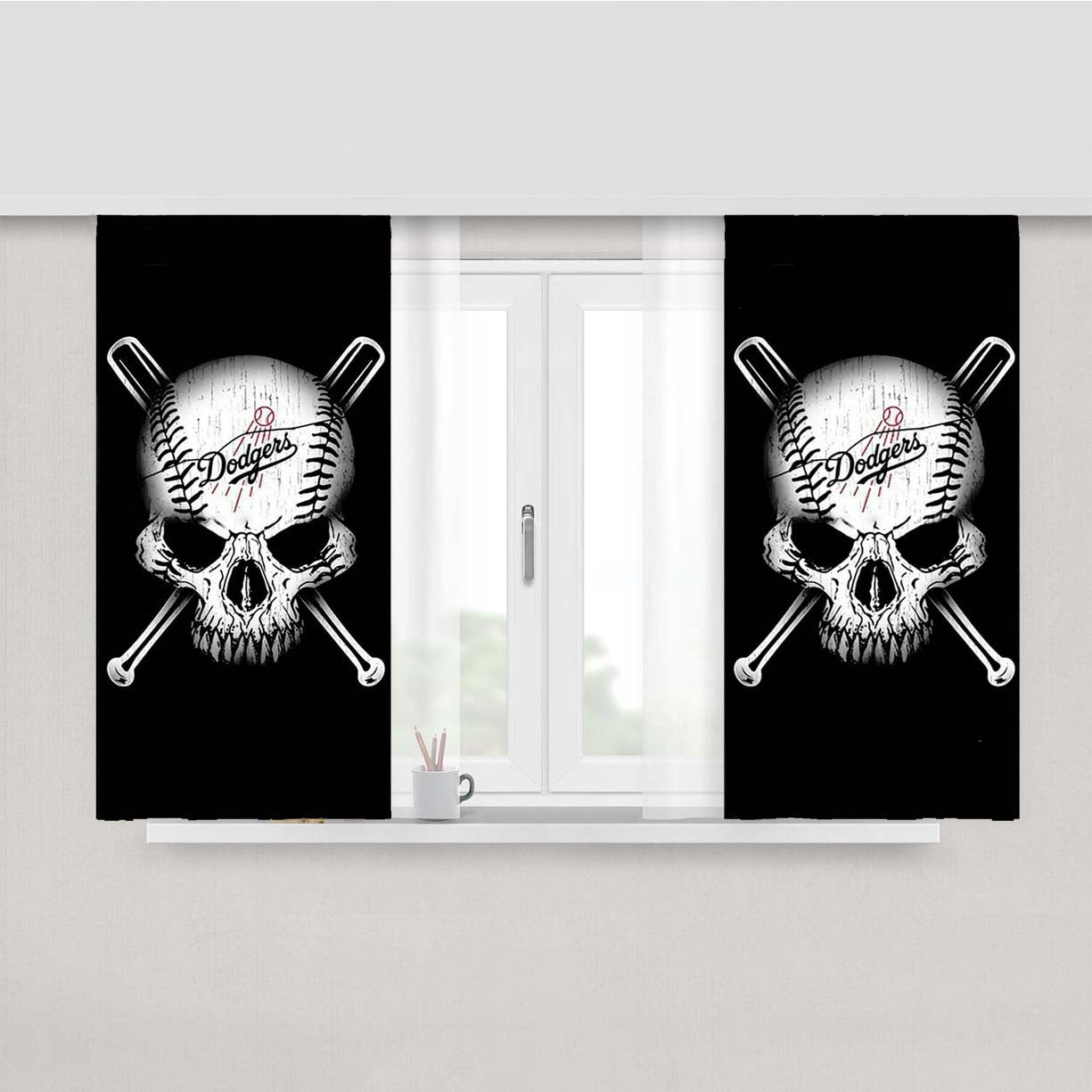 Los Angeles Dodgers Skull Peach Skin Window Curtains