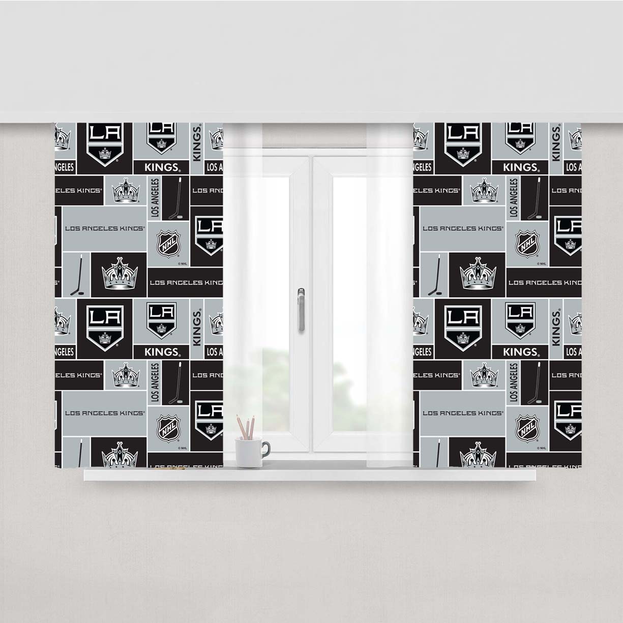 Los Angeles Kings Nhl Pattern Logo Peach Skin Window Curtains
