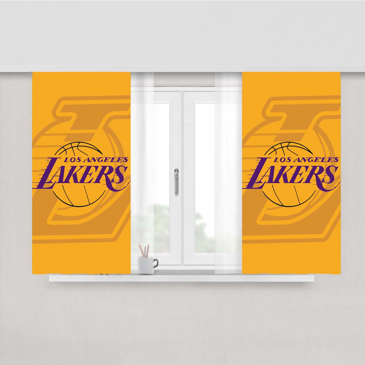 Los Angeles Lakers Pattern Peach Skin Window Curtains