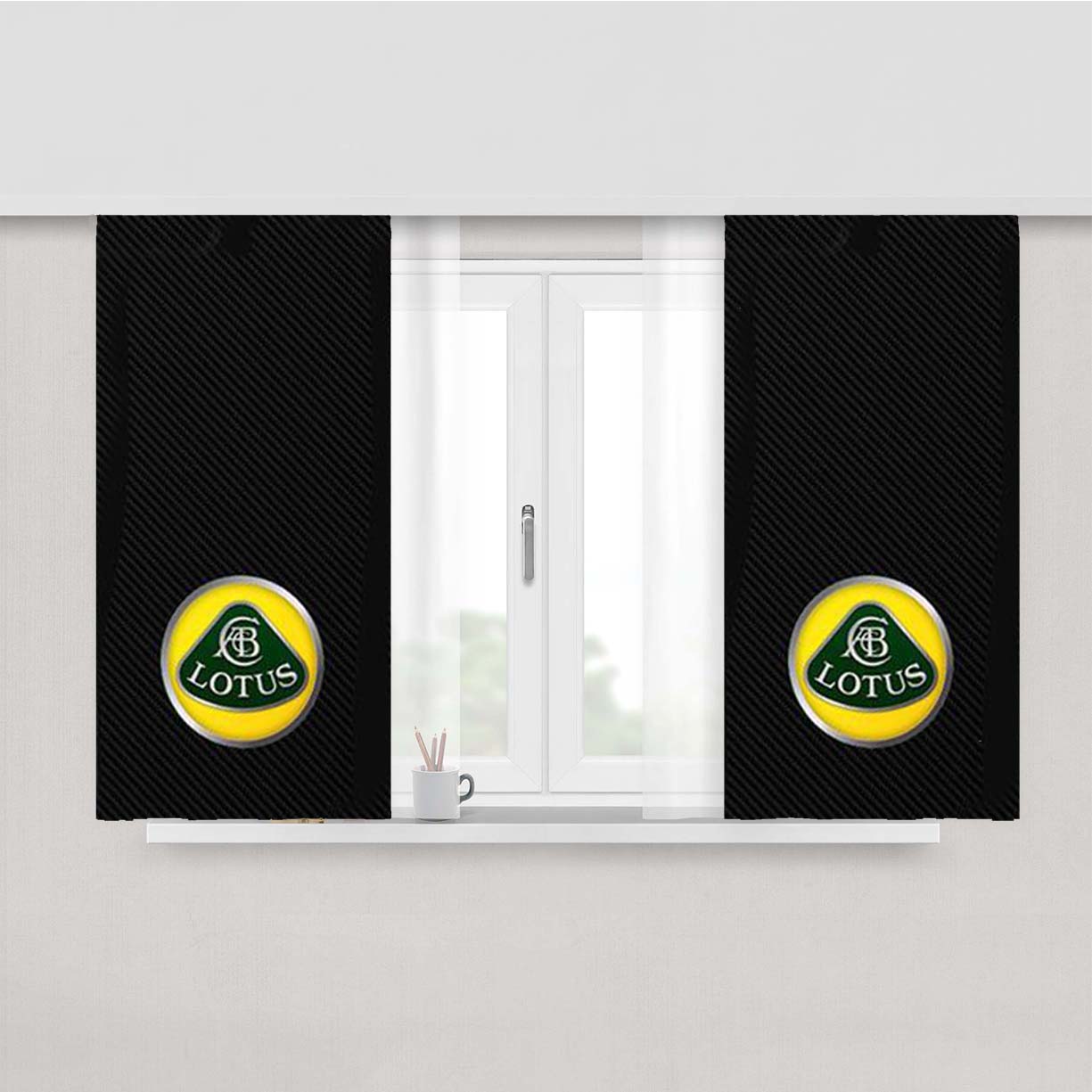 Lotus Racing Carbon Fiber Pattern Peach Skin Window Curtains