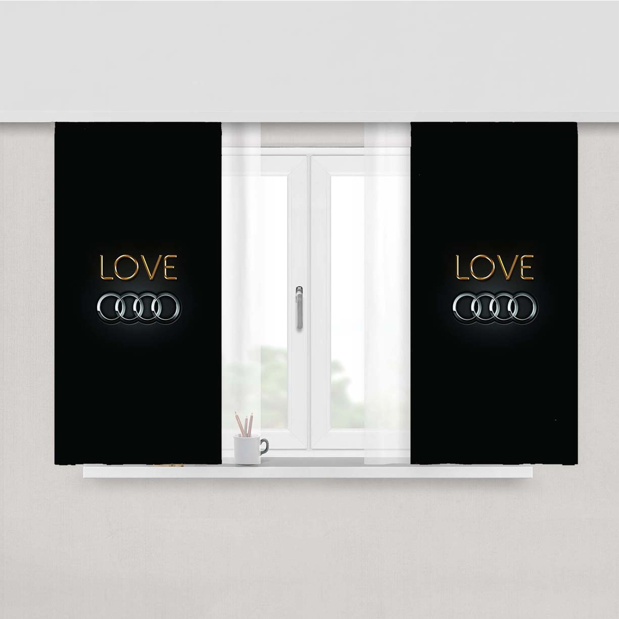 Love Audi Logo Wallpaper Peach Skin Window Curtains