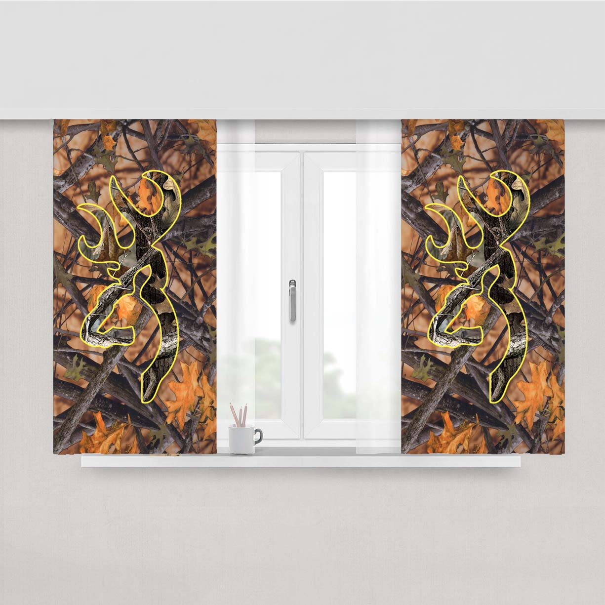 Love Browning Deer Camo Boy Peach Skin Window Curtains