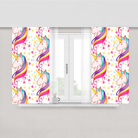 Love Unicorn Pattern Peach Skin Window Curtains