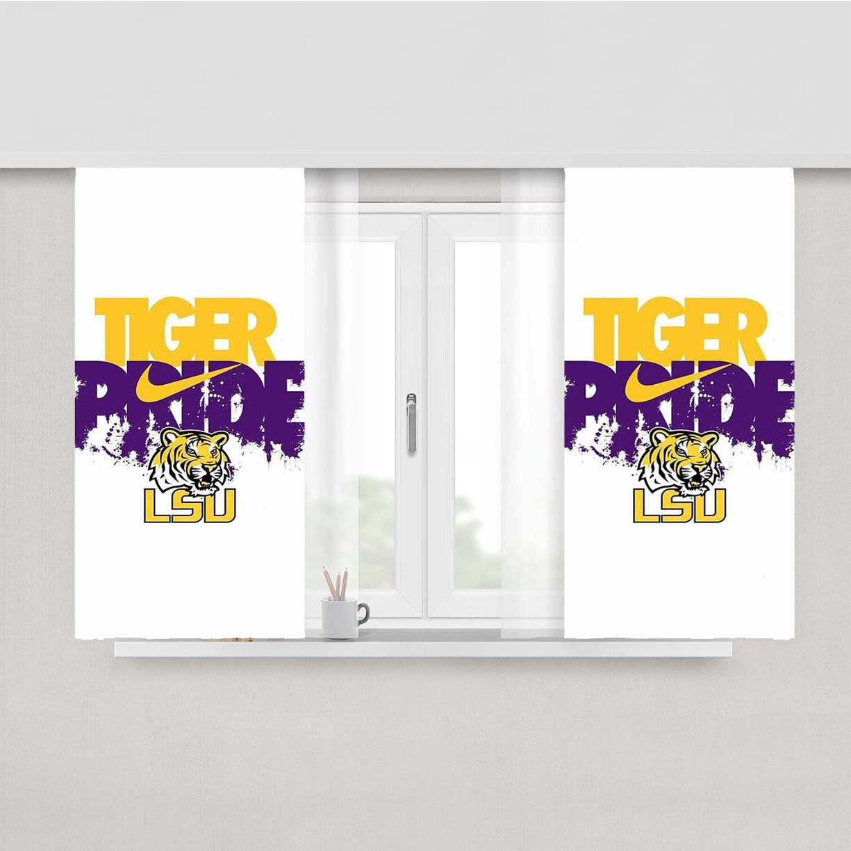 Lsu Tigers Nike Logo Peach Skin Window Curtains