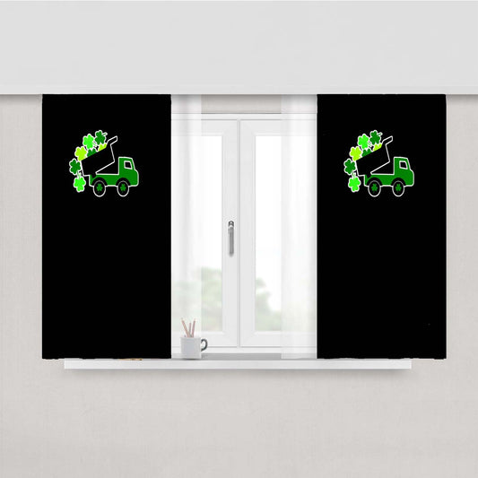 Lucky St Patricks Day Vintage Truck Clover Shamrock Peach Skin Window Curtains