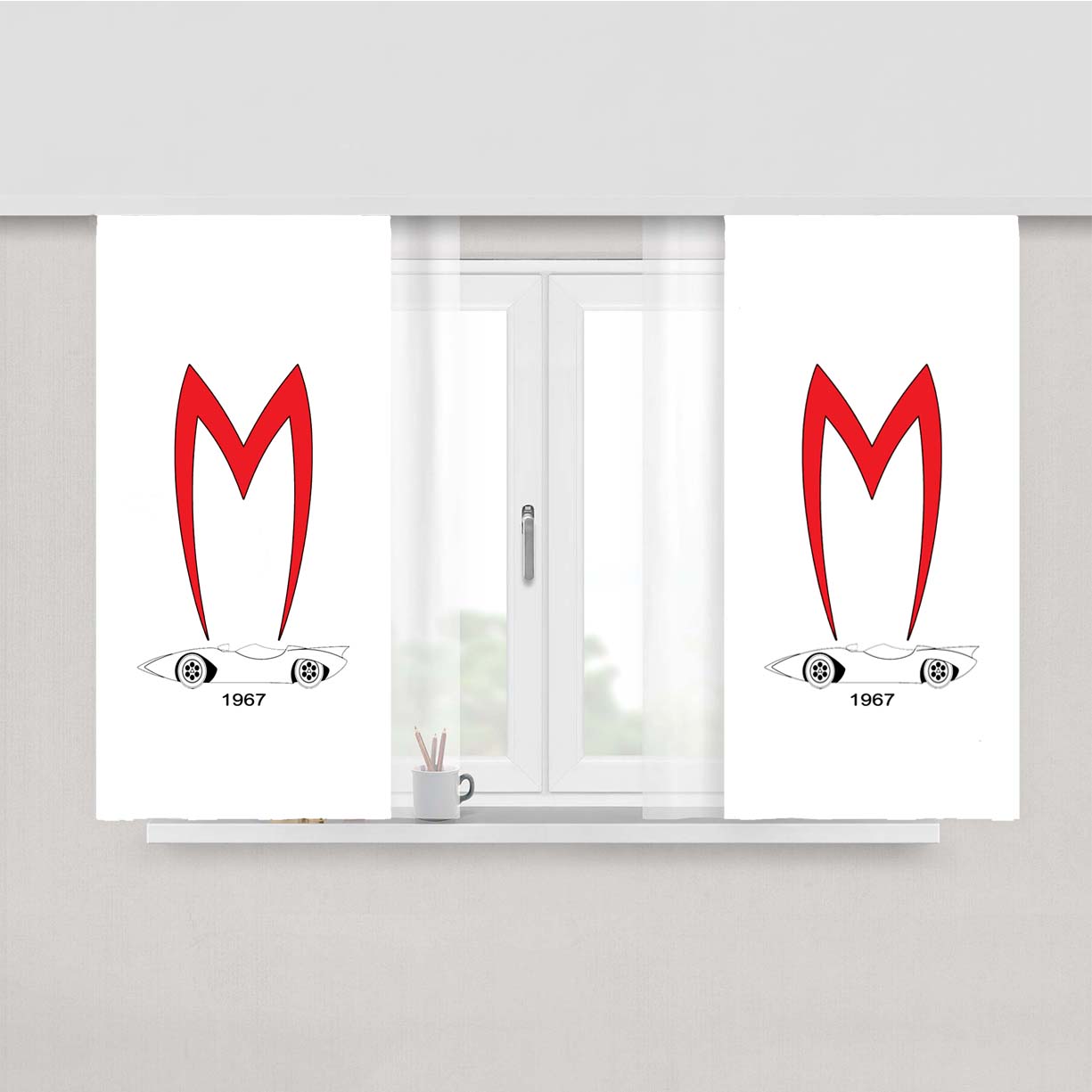 Mach 5 1967 Speed Racer Peach Skin Window Curtains