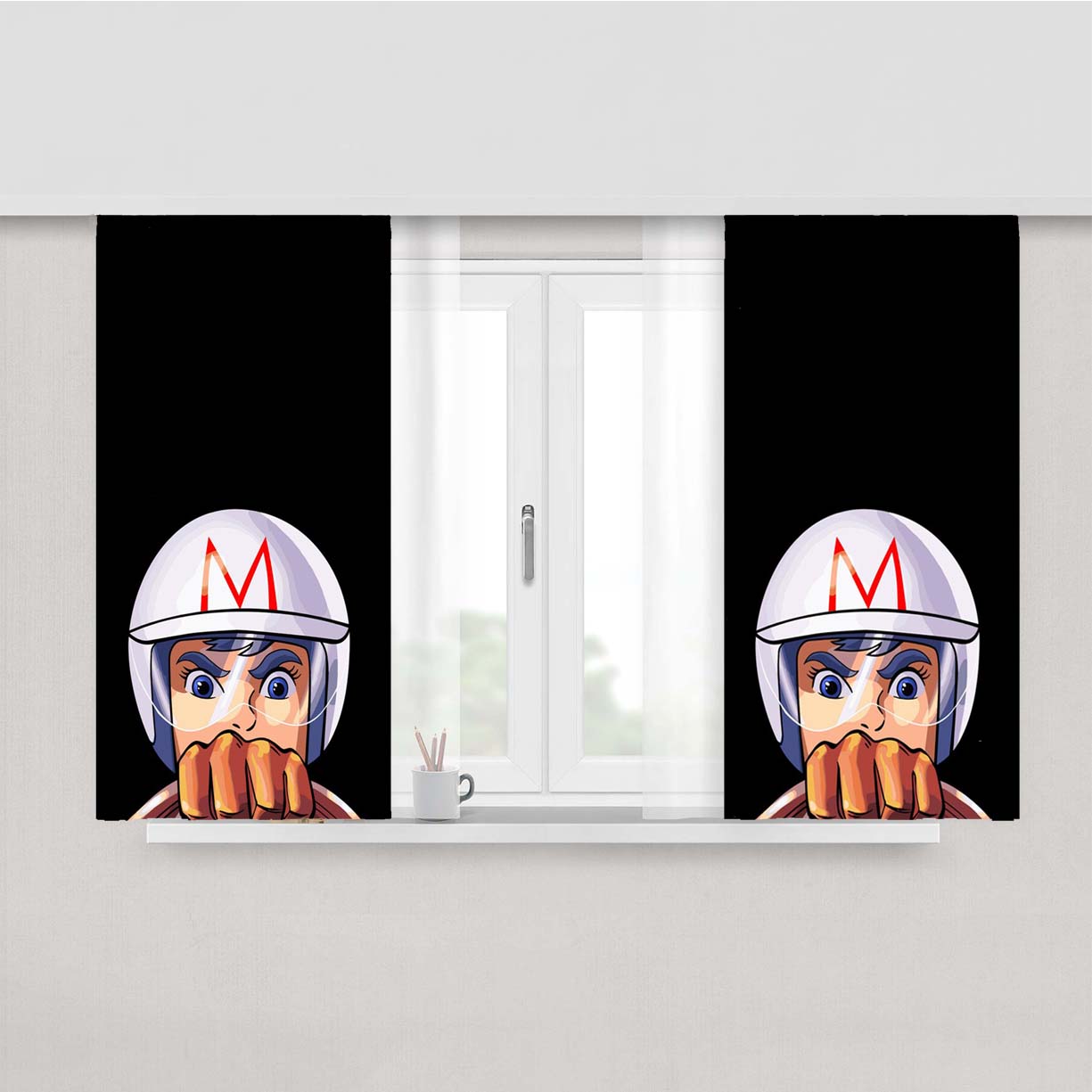 Mach 5 Speed Racer Peach Skin Window Curtains