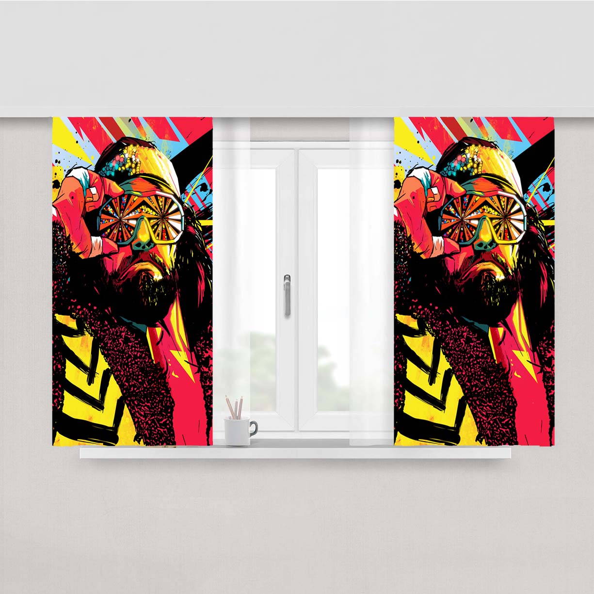 Macho Man Randy Savage Peach Skin Window Curtains