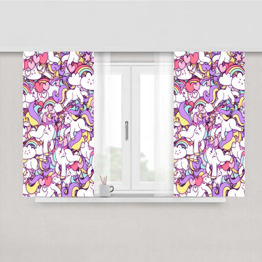 Magic Cute Unicorns Pattern Peach Skin Window Curtains
